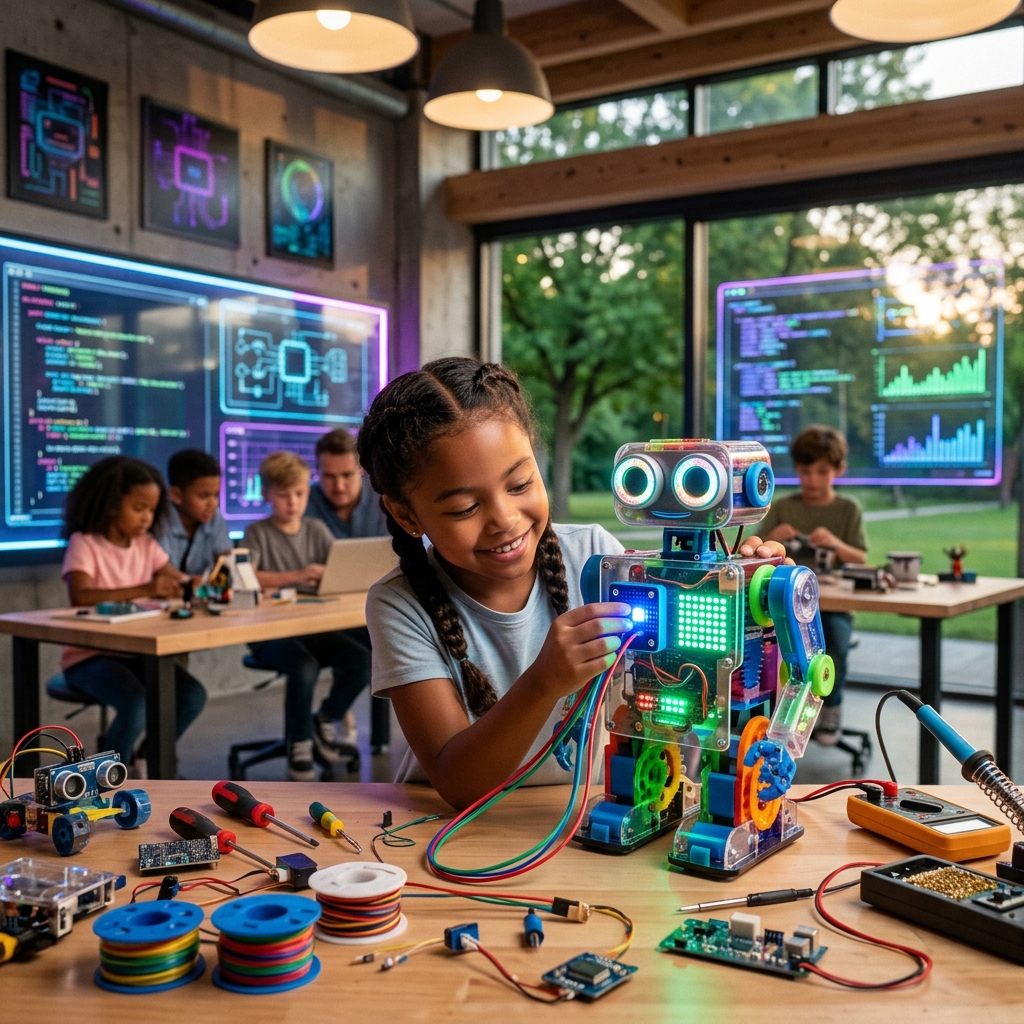 Kids Building Robots